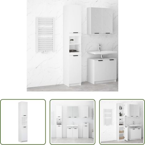 Holzwerkstoff Schrank - Badschrank Weiß 32x34x188,5 cm Holzwerkstoff (1/5)