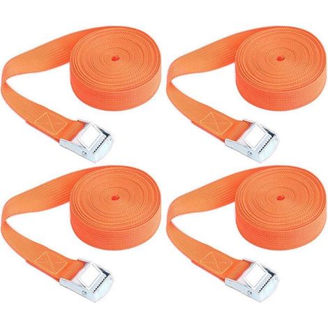 Spanngurte mit Ratsche 4er Set, 1m x 50mm, Orange, für Ladungssicherung