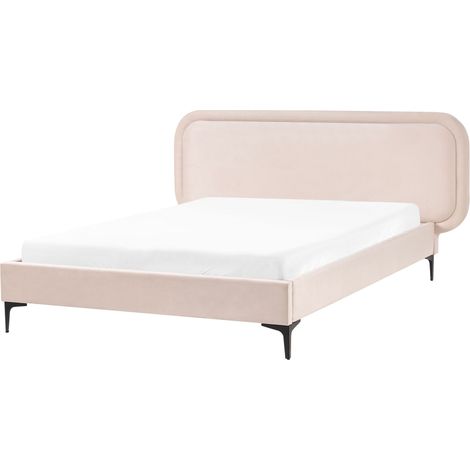 Struttura letto moderna in velluto EU matrimoniale 140 x 200 cm Beige Chiaro Suzette