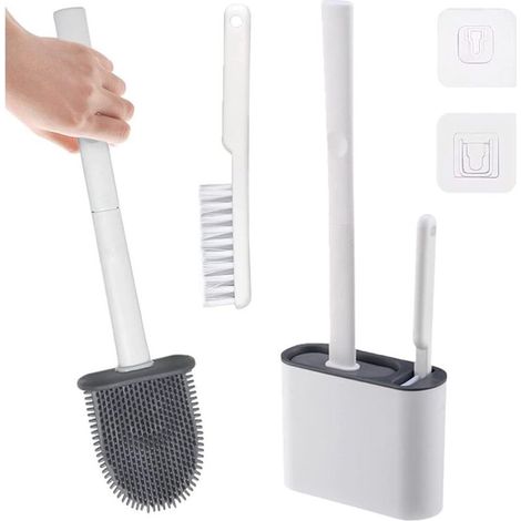 Silicone Toilet Brush - Toilet Brush with Small Brush and Flush Box - Hygiene and Durability for Bathrooms and Guest Toilets (1/5)