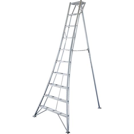 Échelle de jardin aluminium 3 montants – Dimensions 231x148x303 cm – Marches antidérapantes – Charge maximale élevée pour travaux intensifs – Niwaki