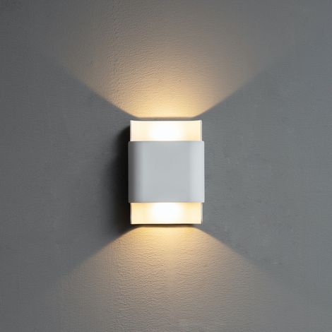 Petite applique carré double éclairage LED blanche IP54 - Laila