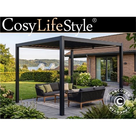 Bioklimatischer Pergola Pavillon San Pablo Steel+, 3x3m, Schwarz - Dancover (1/2)