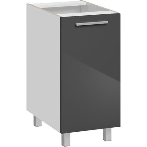 Meuble bas de cuisine Salma - Gris graphite/Blanc - L 40 x H 81 cm - Livraison gratuite