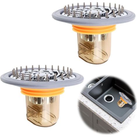 Lot de 2 Pièces 32 à 44 mm Clapet Anti Odeur, Bouchon Douche Anti Odeur, Siphon de Sol avec Filtre Cheveux Douche, Prévenir Le Colmatage, Convient aux Trous de Drainage au Sol d'un Diamètre de (1/5)