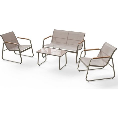 [GEBRAUCHT] B-Ware Gartenmöbelset Genua 4-teilig Sitzgruppe wetterfest Tisch Bank anthrazit sand (1/2)