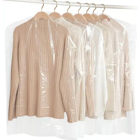Housses de vêtements 30 pcs Housse anti-poussière Sac anti-poussière Housses transparentes pour robes, costumes, manteaux 60 x 90 cm (1/5)