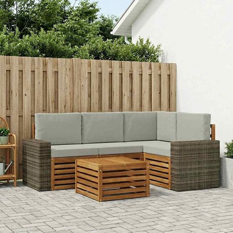 vidaXL Outdoor-Sofagarnitur 5 pcs Natürlich und Hellgrau (1/5)