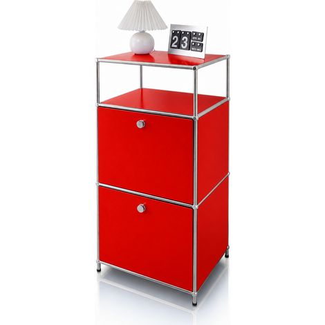Étagère métal chromé design épuré, Concept Epuré MK-120, L50 x P40 x H100 cm, Rouge