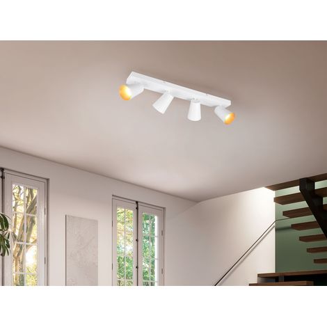 Deckenstrahler SHARP Weiß Gold 4-flammig, Breite 64cm