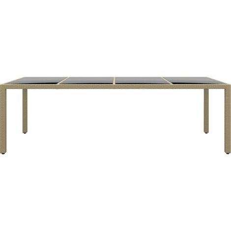 Maison Exclusive - Gartentisch mit Glasplatte Beige Poly Rattan