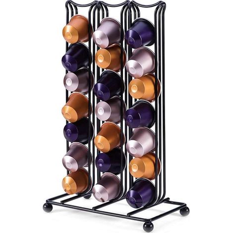 Porte Café Capsules, Nespresso Cafe Capsules, Capsules Coffee Pod Holder Stand, Support Stockage Casier à Café (Noir) (1/5)