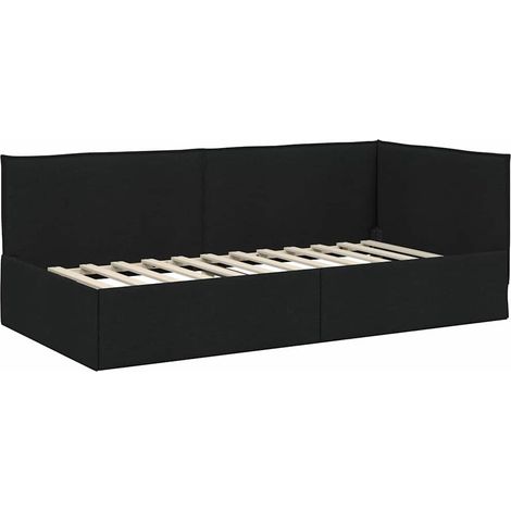 Lit simple,Lit Adulte,Cadre de lit d'angle Noir 100 cm x 200 cm tissu CFW241628 (1/5)