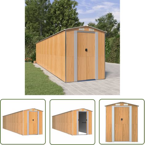 The Living Store Geräteschuppen Hellbraun 192x855x223 cm Verzinkter Stahl - Gartenschuppen - Gerätehaus - Werkzeuglager - Outdooraufbewahrung - Gartenorganisation (1/5)