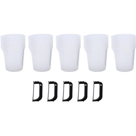 30 gobelets doseurs et 5 poignées. Grand gobelet mélangeur transparent de 600 ml pour colorants de peinture à base de résine. (1/5)