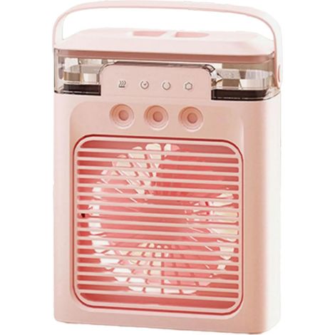 3-Speed Plug-in Cooling Fan with Triple Nozzle, Pink Quiet USB Misting Humidifier for Bedroom, Dorm & Desktop (1/5)