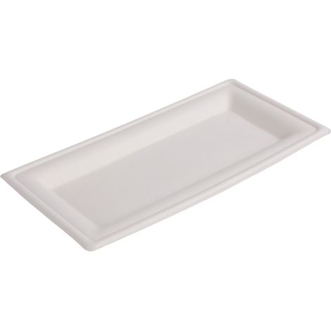 Bandeja desechable para caña de azúcar de 26 cm x 13 cm, 50 unidades, para barbacoa. (1/5)