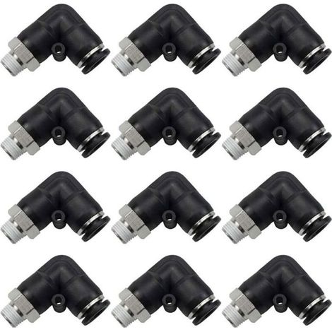 Raccords pneumatiques coudés à 90°, filetage mâle BSP M5, diamètre extérieur 4 mm, lot de 12, adaptateur pour tube pneumatique (1/5)