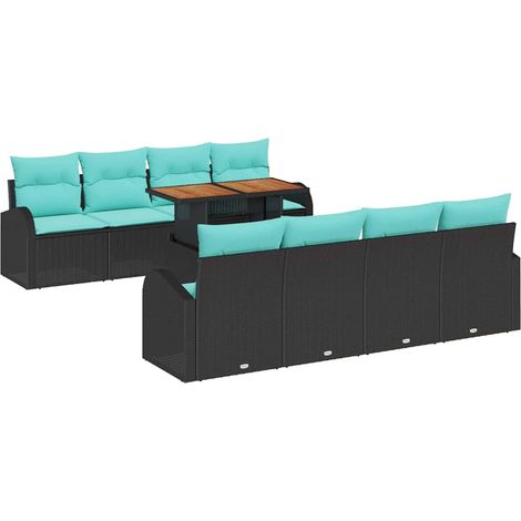 Garden Sofa Set with Storage 9 pcs Black Poly rattan vidaXL (1/5)