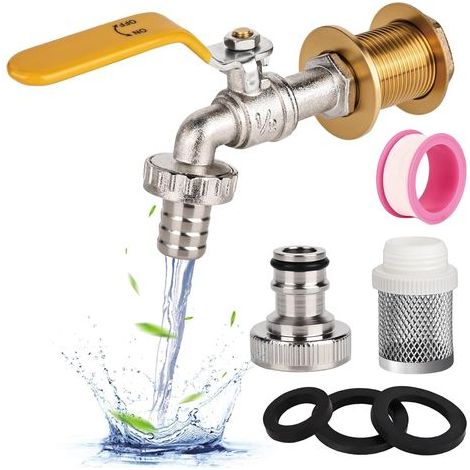 Robinet De Jardin 1/2" En Laiton Résistant À La Rouille Et Au Gel,Ibc Raccord Robinet Avec Raccord De Tuyau Robine Sortie D'arrêt Anti-Goutte Extérieur En Laiton (1/5)