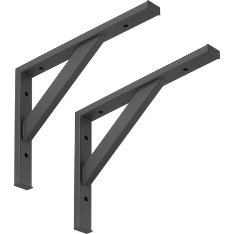 SO-TECH Schwerlastkonsole Schwerlastwinkel Regalwinkel Wandkonsole Stahl, Tragkraft 75 kg / Paar, 295 x 215 mm schwarz - 2 Stück
