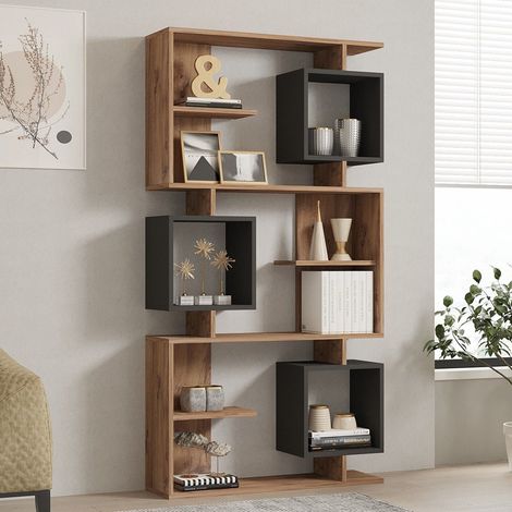 Bücherregal Cergnago, 8 Ebenen, Freistehend, Holzoptik Eiche, 90x25x172 cm, Braun Eiche (1/5)