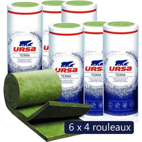 Ursa – Pack de 6 rouleaux laine de verre 45mm – Longueur 8100mm – Largeur 600mm – R 1.10 – Isolation acoustique cloisons (1/4)