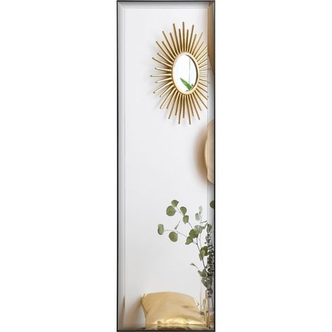 HOMCOM Wandspiegel 120 x 35 cm, bruchsichere Sicherheitsfolie, inklusive Montagesystem, schwarzer Aluminiumrahmen (1/5)
