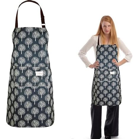Linghhang – Tablier de cuisine en PVC imperméable pour femmes – 2 poches – Ajustable taille et cou – Protection poitrine au genou – Pour cuisson et nettoyage (1/5)