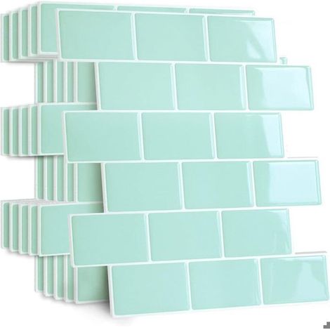 (Vert)10 Pièces Plus épais Credence Adhesive pour Cuisine Salle de Bain,Faux Carrelage Adhesif Mural Blanc Credence Cuisine Adhesive (1/4)