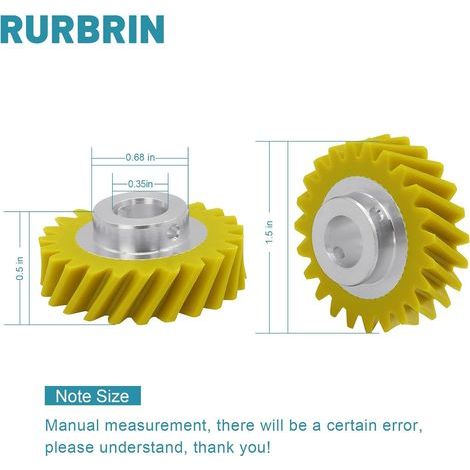 Gear assembly for KitchenAid/Whirlpool/Kenmore mixer WPW10112253 – 2 gears + 2 carbon brushes made of aluminum and copper (1/4)