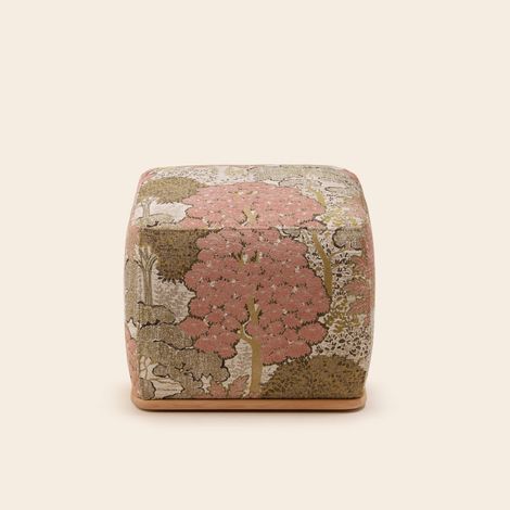 Pouf en Bois et jacquard Alisia ARNEL