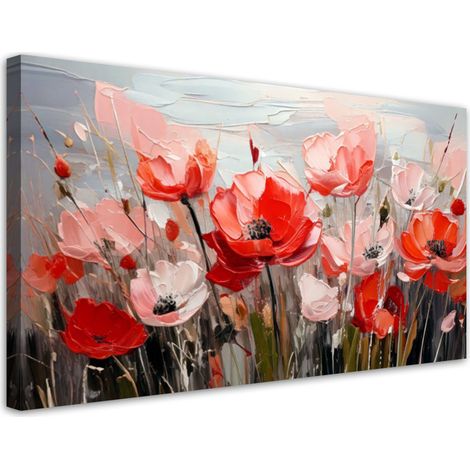 Tableau déco Champ de coquelicots Fleurs 80x40 (1/5)