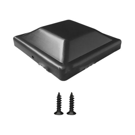 Capuchons pour poteaux 9x9 cm en fonte d’aluminium de qualité Avec vis en acier inoxydable Pyramide Chapeau/Embout (4, noir)