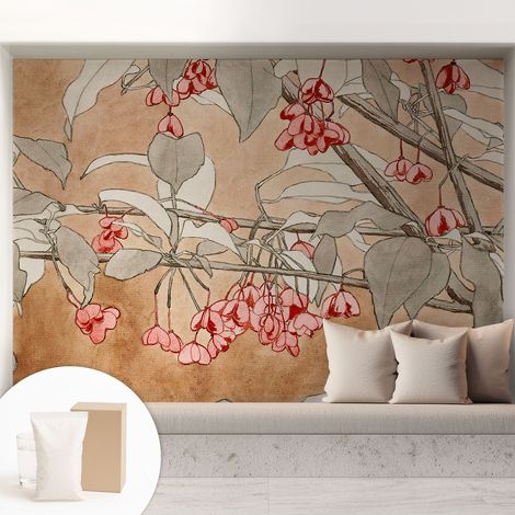 Tapete Dekorative Vliestapete mit Klebe für Wand - Mustertapete - moderne Einrichtung - für Büro Blumenharmonie 208x146 cm