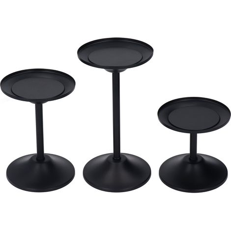 3 Porte-bougies Rétro Noir Moderne Simple, Lot de 3 Supports Bougies pour Salle à Manger Salon Fêtes (1/5)