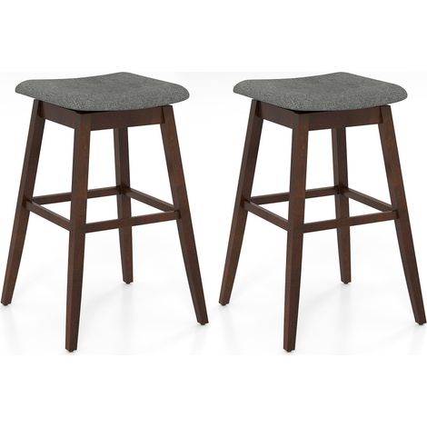 Ensemble de 2 tabourets de bar pivotants avec repose-pieds, revêtement en lin