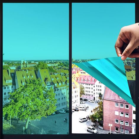 One-way vision thermal insulation film, blackout window film, explosion-proof, green and silver, 30 cm x 200 cm (1/5)