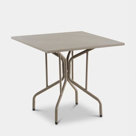 Tavolo quadrato da interno ed esterno in metallo 80x80 cm Alvaro - Beige (1/5)