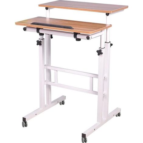 Soges verstellbarer mobiler Stehpult Stehpult Computertisch Workstation Sitz-Steh-Desktop-Stehpult, Eichenfarbe 101-OK-DE (1/5)