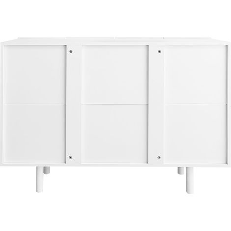 ELVMI Credenza con 4 Ante e Ripiani Interni, Cerniere Ammortizzate, per Soggiorno, in MDF, 120 × 37.5 × 80.8 cm, Bianco (1/5)