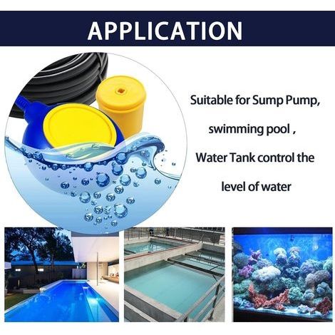 Schwimmerschalter mit 3 m Kabel, IP68 Flüssigkeitsstandregler zum Befüllen oder Entleeren von Wassertanks, 12 V/24 V/220 V, Wasserstandregler für Tauchpumpen (1/4)