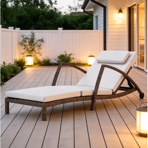 Gartenliege mit Rollen und 5-fach verstellbarer Rückenlehne (1/5)
