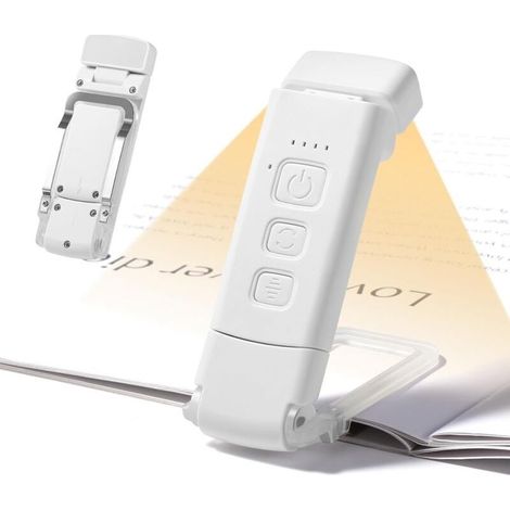 Lampe de Lecture, Liseuse USB Rechargeable, 3 modes 5 luminosité réglable, 500mAh Pliable mini lampe pince pour lire des livres au lit enfants adultes, Compacte et Durable (1/5)