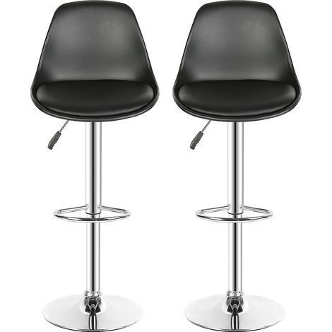 2 X Tabouret de Bar en Cuir synthétique Noir réglable en Hauteur et pivotant à 360 ° (1/5)