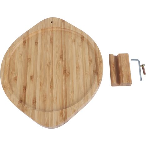 Table d'appoint avec plateau amovible, table pour ordinateur portable en bois avec accoudoir et support de téléphone pivotant à 360°, plateau amovible pour manger et boire (1/4)