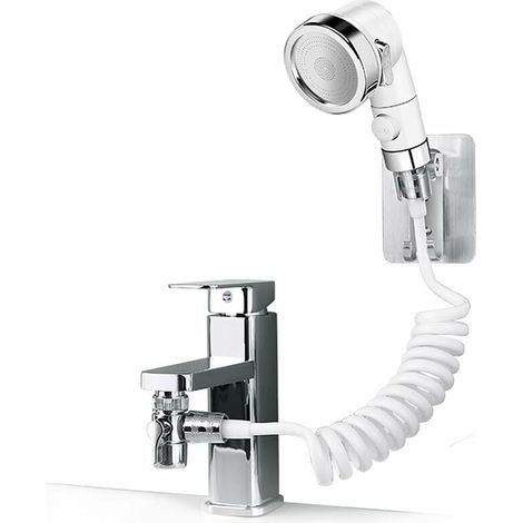 Non-Impact Shower Head Adjustable Shower Set for Bathroom Faucet - Hand Shower with Quick Connector, Detachable Hose, Hand Shower for Hair Washing, for Pet Bathing (1/5)