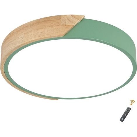 Moderne runde LED-Deckenleuchte in Holzoptik, 24 W, 2400 lm, kaltweiß 6500 K, Macaron-Design, Beleuchtung für Schlafzimmer, Küche, Wohnzimmer, Balkon, Flur, 30 x 5 x 30 cm (grün) (1/4)