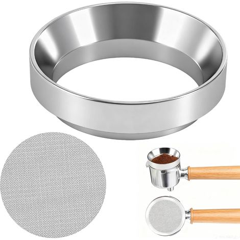 58-mm-Kaffeedosierring mit Trichter, Filterhalter und Pucksieb – Präzises Zubehör für Espresso – Einfaches und präzises Befüllen mit Kaffeepulver – Trichter und Filterhalter als Zubehör
