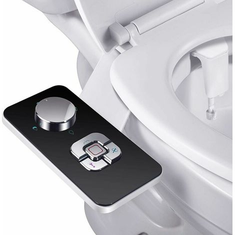 Pulvérisateur Bidet non électrique avec double buses rétractables autonettoyantes - Nettoyage avant et arrière - Bouton poussoir réglable pour eau froid,noir (1/4)